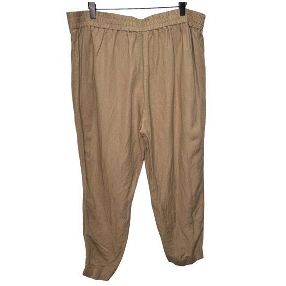 Laura Tan Linen Lightweight Tan Pants Split Hem Size 14 - Picture 2 of 11